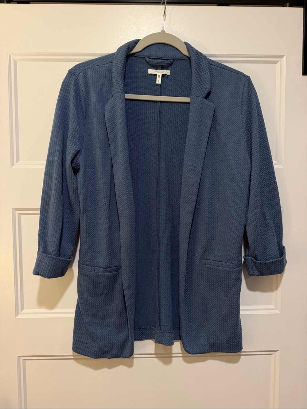 Maurices Slate Blue Textured Open-Front Blazer